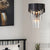 Tiered Sconce Lighting Fixture Modern Style Clear Crystal and Metal 3 Heads Black Wall Lamp, 14"/19.5" Height Black 14" Clearhalo 'Modern wall lights' 'Modern' 'Wall Lamps & Sconces' 'Wall Lights' Lighting' 224637