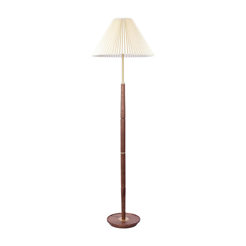 1-Light Standing Light Minimalism Tapered Pleated Fabric Floor Lamp in White for Living Room Clearhalo 'Floor Lamps' 'Lamps' Lighting' 2246397