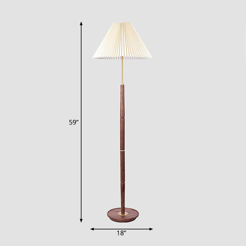 1-Light Standing Light Minimalism Tapered Pleated Fabric Floor Lamp in White for Living Room Clearhalo 'Floor Lamps' 'Lamps' Lighting' 2246398