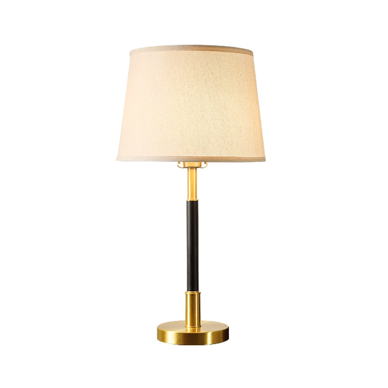 Single Table Lamp Traditional Tapered Drum Fabric Nightstand Lighting in Brass for Living Room Clearhalo 'Lamps' 'Table Lamps' Lighting' 2246409