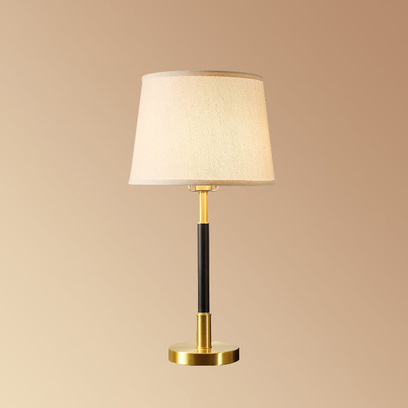 Single Table Lamp Traditional Tapered Drum Fabric Nightstand Lighting in Brass for Living Room Clearhalo 'Lamps' 'Table Lamps' Lighting' 2246410