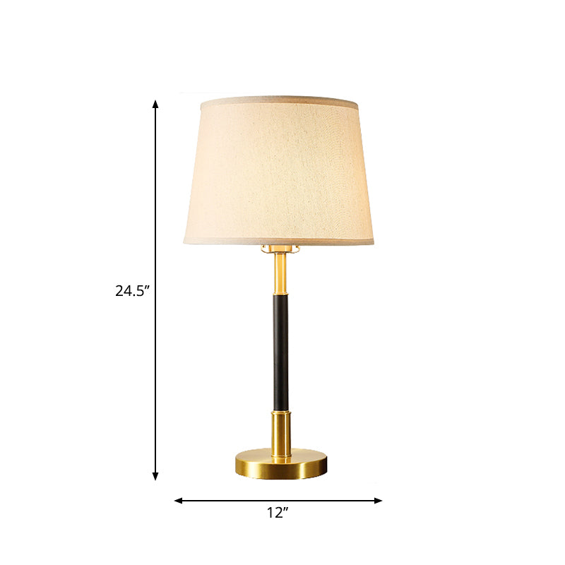 Single Table Lamp Traditional Tapered Drum Fabric Nightstand Lighting in Brass for Living Room Clearhalo 'Lamps' 'Table Lamps' Lighting' 2246411