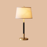 Vintage Tapered Table Light Single-Bulb Fabric Nightstand Lamp in Brass for Bedside Brass Clearhalo 'Lamps' 'Table Lamps' Lighting' 2246413