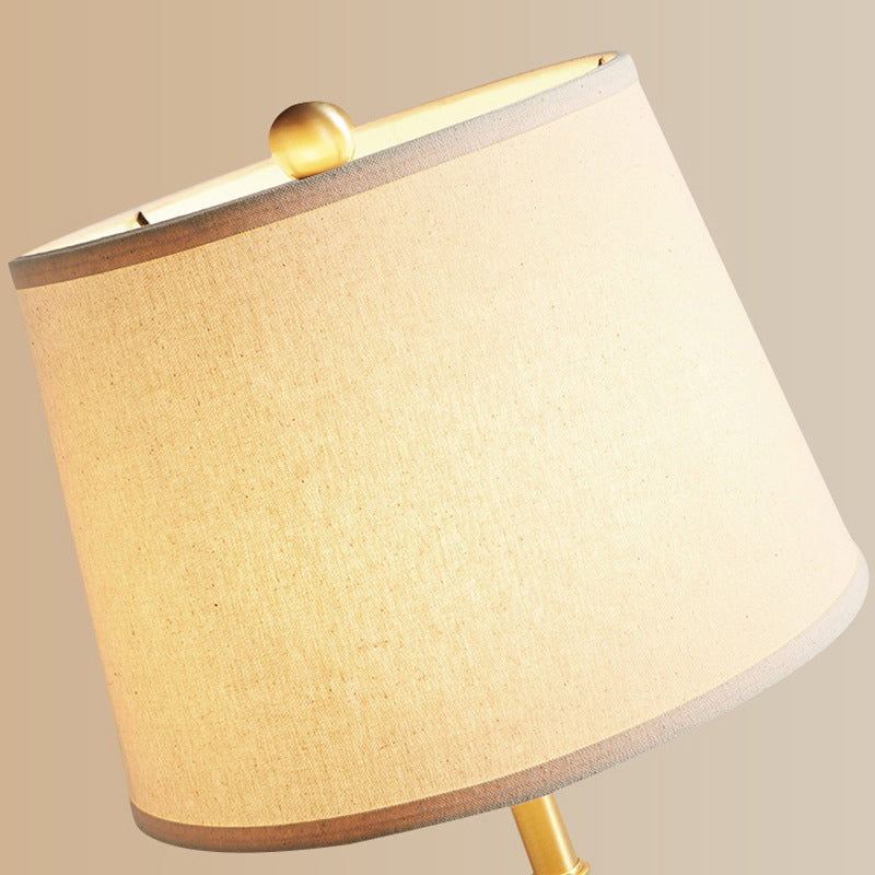 Vintage Tapered Table Light Single-Bulb Fabric Nightstand Lamp in Brass for Bedside Clearhalo 'Lamps' 'Table Lamps' Lighting' 2246416