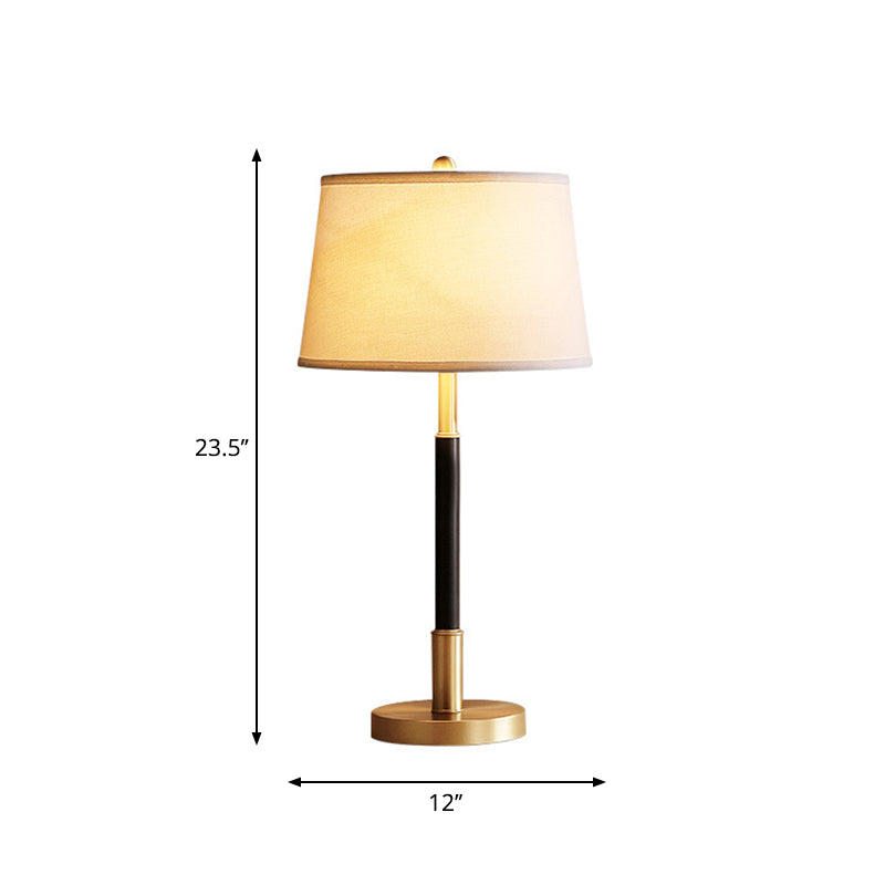 Vintage Tapered Table Light Single-Bulb Fabric Nightstand Lamp in Brass for Bedside Clearhalo 'Lamps' 'Table Lamps' Lighting' 2246417