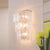 Gold Finish Layered Sconce Lighting Vintage Style 3 Lights Clear Crystal Wall Mount Light for Bedroom