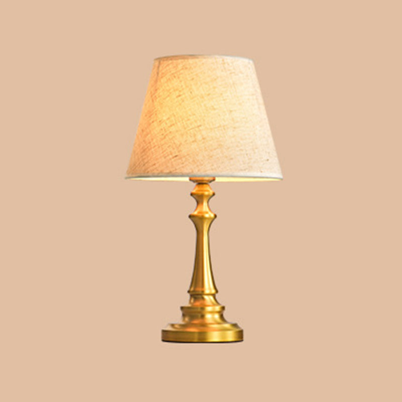 Traditional Empire Shade Table Lamp Single Fabric Nightstand Lighting with Baluster Base in Brass Brass Clearhalo 'Lamps' 'Table Lamps' Lighting' 2246430
