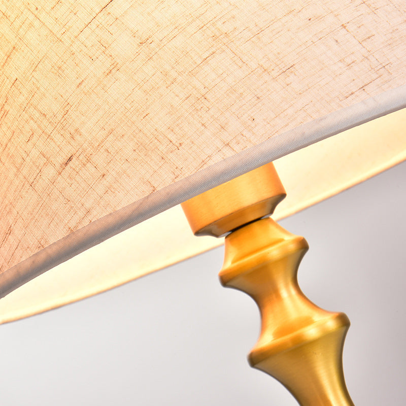 Traditional Empire Shade Table Lamp Single Fabric Nightstand Lighting with Baluster Base in Brass Clearhalo 'Lamps' 'Table Lamps' Lighting' 2246433