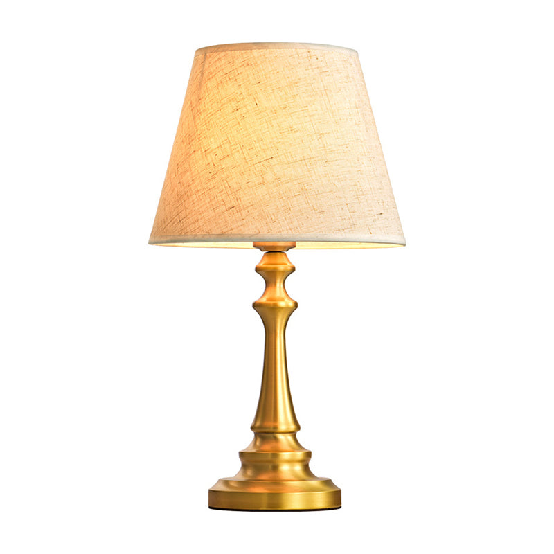 Traditional Empire Shade Table Lamp Single Fabric Nightstand Lighting with Baluster Base in Brass Clearhalo 'Lamps' 'Table Lamps' Lighting' 2246434