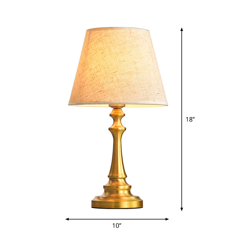 Traditional Empire Shade Table Lamp Single Fabric Nightstand Lighting with Baluster Base in Brass Clearhalo 'Lamps' 'Table Lamps' Lighting' 2246435