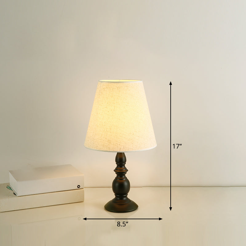 Baluster Iron Nightstand Lamp Minimalism 1-Light Bedside Table Light with Tapered Fabric Shade Black 8.5" Clearhalo 'Lamps' 'Table Lamps' Lighting' 2246438