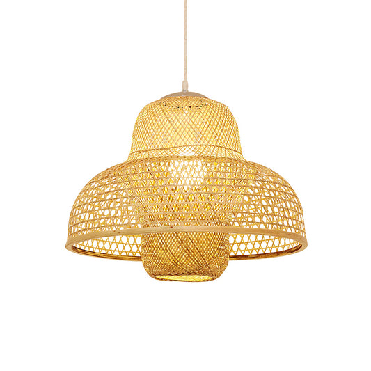 Rattan Hot Pot-Shaped Suspension Lighting Minimalist 1 Head Wood Pendant Ceiling Light Clearhalo 'Ceiling Lights' 'Lighting' 'Pendant Lights' 2246459_45ec8c26-a9d1-4600-aed8-6309f8e54435