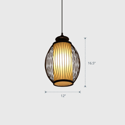 Modern Style Handwoven Ceiling Light Bamboo Single Restaurant Hanging Pendant Lighting Black Clearhalo 'Ceiling Lights' 'Pendant Lights' 'Pendants' Lighting' 2246470_658c5010-ac09-45a5-8c36-88e14fa61bab