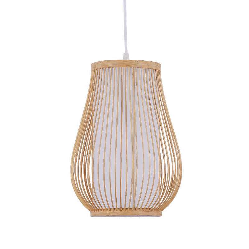 Bamboo Pear Ceiling Lighting Asian Style 1 Bulb Wood Hanging Light for Restaurant Clearhalo 'Ceiling Lights' 'Lighting' 'Pendant Lights' 2246517_280d7207-3397-4d77-babc-712a8ace5796