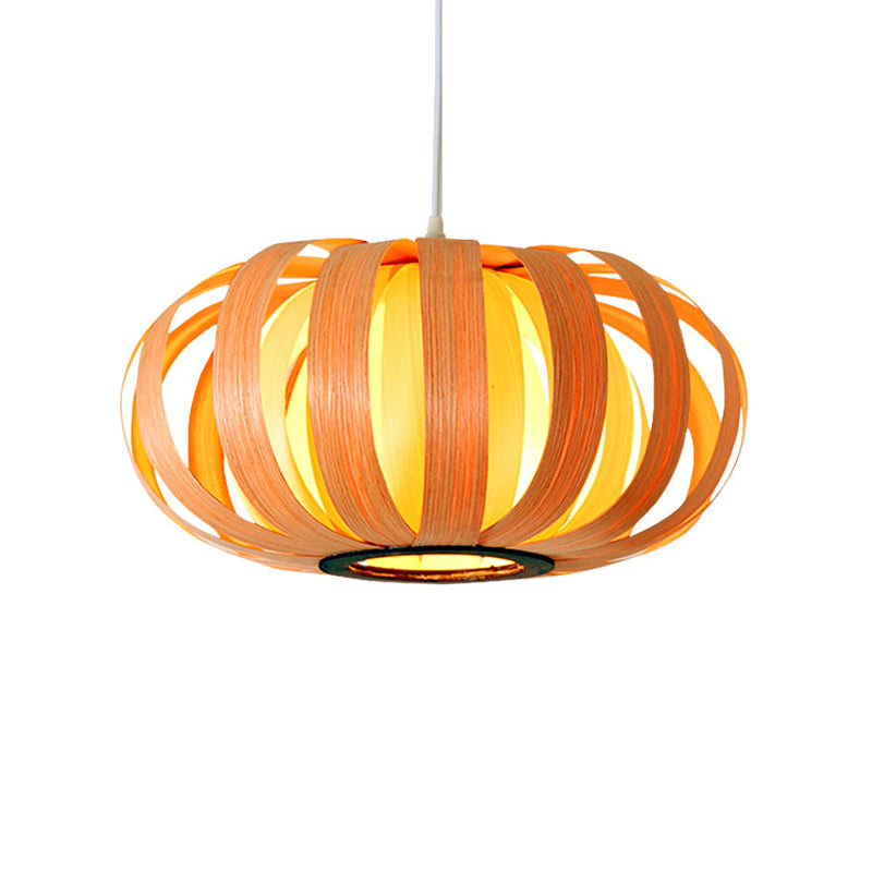 Ceiling Pendant Light Rounded Rounded Drum Ceiling Light Modern Style Wood Single Restaurant Hanging ...