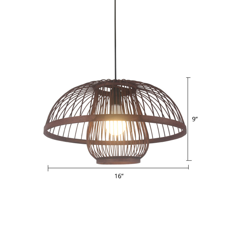 Weaving Restaurant Ceiling Light Bamboo Single Modern Hanging Pendant Light in Coffee Coffee I Clearhalo 'Ceiling Lights' 'Pendant Lights' 'Pendants' Lighting' 2246706_927ffdad-6648-42e4-af35-6107acde87b2