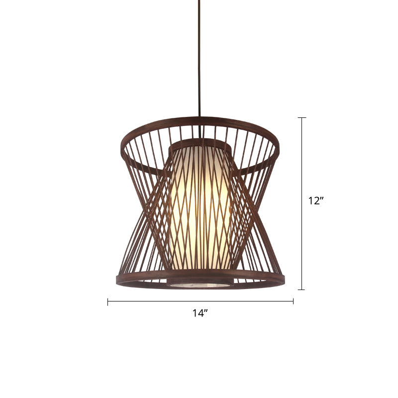 Weaving Restaurant Ceiling Light Bamboo Single Modern Hanging Pendant Light in Coffee Coffee G Clearhalo 'Ceiling Lights' 'Pendant Lights' 'Pendants' Lighting' 2246708_8feb90f5-d3a3-4de3-b289-81801e87f06b