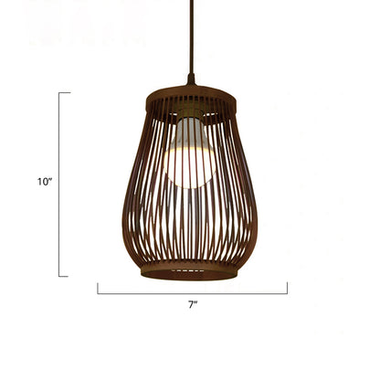 Weaving Restaurant Ceiling Light Bamboo Single Modern Hanging Pendant Light in Coffee Coffee J Clearhalo 'Ceiling Lights' 'Pendant Lights' 'Pendants' Lighting' 2246709_1c89ac8d-bf6a-4344-8f46-cc392a231f23