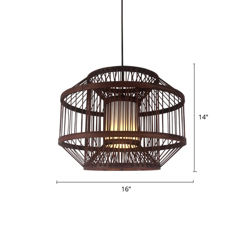 Weaving Restaurant Ceiling Light Bamboo Single Modern Hanging Pendant Light in Coffee Coffee A Clearhalo 'Ceiling Lights' 'Pendant Lights' 'Pendants' Lighting' 2246710_34770c71-a007-47b2-b23e-4e2abebed2e4