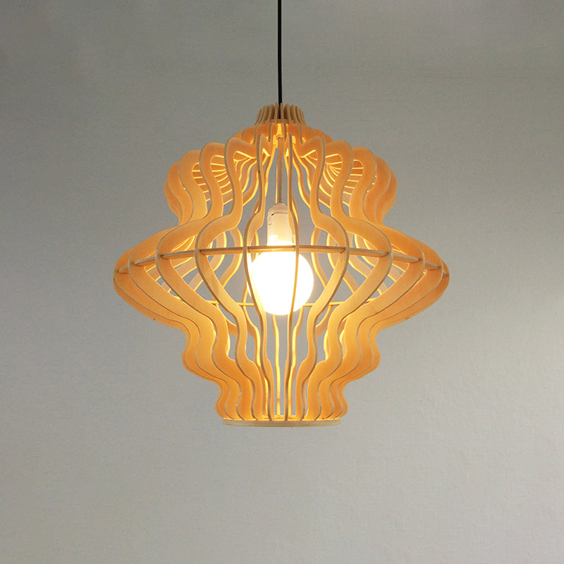 Simplicity Shaded Suspension Lighting Wood 1-Light Restaurant Pendant Light Fixture Clearhalo 'Ceiling Lights' 'Pendant Lights' 'Pendants' Lighting' 2246733