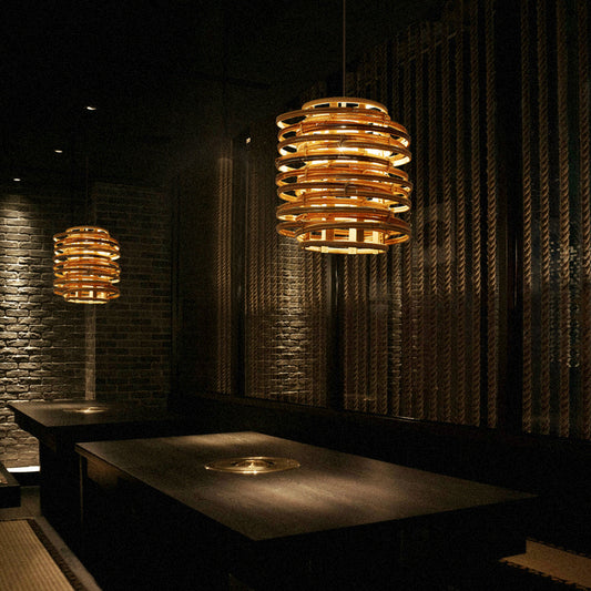 Curl Bound Ceiling Light Asian Style Rattan 1��Bulb Restaurant Hanging Light in Wood Clearhalo 'Ceiling Lights' 'Pendant Lights' 'Pendants' Lighting' 2246759