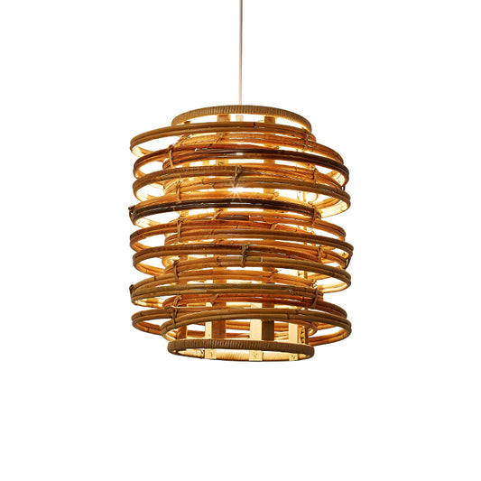 Curl Bound Ceiling Light Asian Style Rattan 1 Bulb Restaurant Hanging Light in Wood Clearhalo 'Ceiling Lights' 'Lighting' 'Pendant Lights' 2246764_0dfae436-ae0b-4d3b-a089-bc627e4648cd