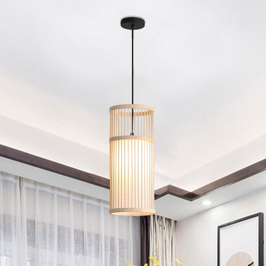 Cylinder Restaurant Suspension Lighting Bamboo 1 Head Minimalist Pendant Ceiling Light Clearhalo 'Ceiling Lights' 'Lighting' 'Pendant Lights' 2246765_5cee3ac2-ef3d-425a-85dc-5a62a7732eee
