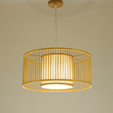 Minimalist Drum Suspension Lighting Bamboo 1 Head Restaurant Pendant Ceiling Light in Wood Clearhalo 'Ceiling Lights' 'Lighting' 'Pendant Lights' 2246801_aa1c81d4-07cf-4a23-8c66-d20653c21793