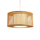 Rounded Drum Ceiling Light Modern Bamboo Single Restaurant Hanging Pendant Light in Wood Clearhalo 'Ceiling Lights' 'Pendant Lights' 'Pendants' Lighting' 2246809