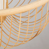 Bamboo Curved Drum Suspension Light Simplicity 1-Light Wood Pendant Light Fixture Clearhalo 'Ceiling Lights' 'Pendant Lights' 'Pendants' Lighting' 2246822