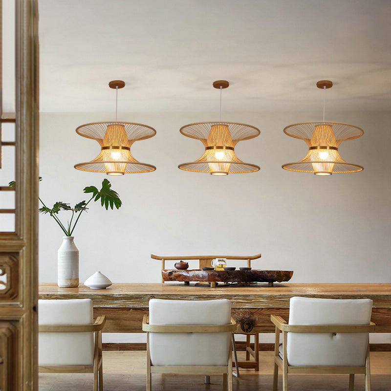 Lotus-Like Bamboo Ceiling Light Asian Style 1 Bulb Wood Hanging Light for Restaurant Clearhalo 'Ceiling Lights' 'Lighting' 'Pendant Lights' 2246825_be916258-119d-4c79-ac4c-cef7ad0189fe