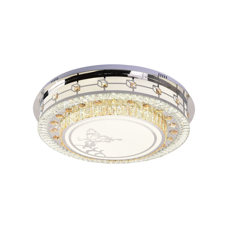 23.5"/31.5" W Round Crystal Flush Mount Light Contemporary LED Chrome Ceiling Mounted Fixture with Butterfly Pattern Clearhalo 'Ceiling Lights' 'Close To Ceiling Lights' 'Close to ceiling' 'Flush mount' Lighting' 224685