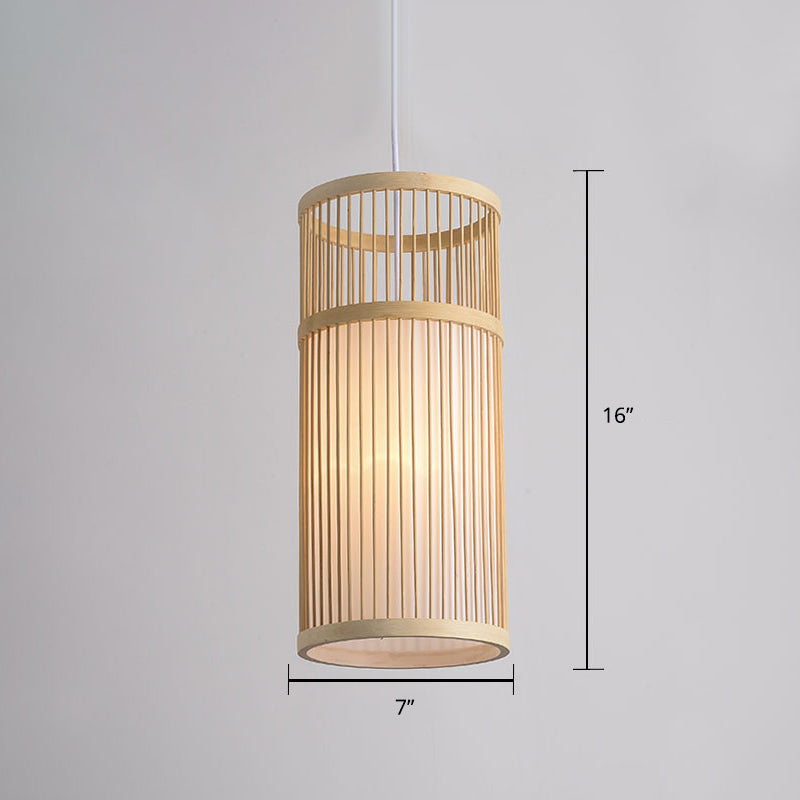 Bamboo Handcrafted Shade Ceiling Light Asian Style 1��Bulb Wood Hanging Light Fixture Wood J Clearhalo 'Ceiling Lights' 'Pendant Lights' 'Pendants' Lighting' 2246851_3dd8ad45-26e6-4eab-b2d2-1fcd9f43c4fb