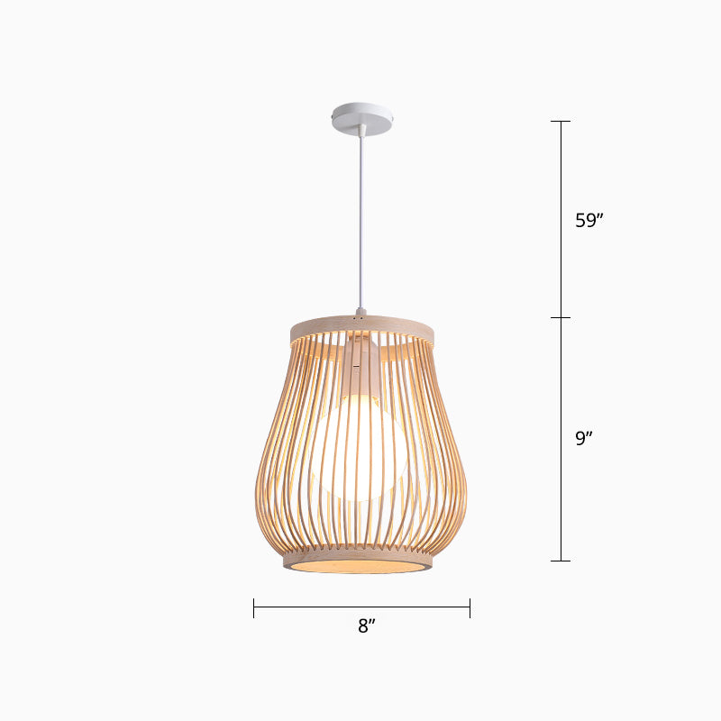 Bamboo Handcrafted Shade Ceiling Light Asian Style 1��Bulb Wood Hanging Light Fixture Wood H Clearhalo 'Ceiling Lights' 'Pendant Lights' 'Pendants' Lighting' 2246859_feb95255-bd0c-4fab-87b1-f5585e2dc3cb