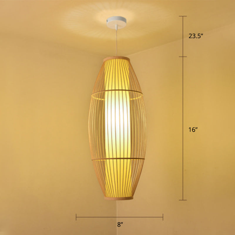 Bamboo Handcrafted Shade Ceiling Light Asian Style 1��Bulb Wood Hanging Light Fixture Wood L Clearhalo 'Ceiling Lights' 'Pendant Lights' 'Pendants' Lighting' 2246861_ee9e5643-7066-4e4f-b0ad-a62d1ce3b3af