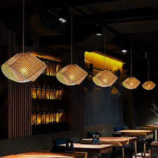 Twisted Bamboo Ceiling Light Asian Style 1 Bulb Wood Hanging Light Fixture for Restaurant Clearhalo 'Ceiling Lights' 'Lighting' 'Pendant Lights' 2246896_bc5734e9-01bc-4d36-980b-a5cf49a5f07a
