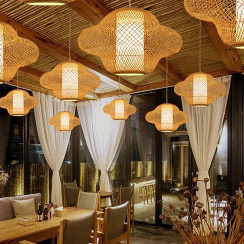 Asian Style Handwoven Suspension Lighting Bamboo 1 Head Restaurant Pendant Ceiling Light Clearhalo 'Ceiling Lights' 'Lighting' 'Pendant Lights' 2246900_189592a9-d20b-4262-8002-b52ed770f300