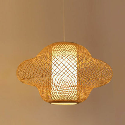Asian Style Handwoven Suspension Lighting Bamboo 1��Head Restaurant Pendant Ceiling Light Wood Clearhalo 'Ceiling Lights' 'Pendant Lights' 'Pendants' Lighting' 2246901_03791da3-e283-4d23-8411-9e27b7278108