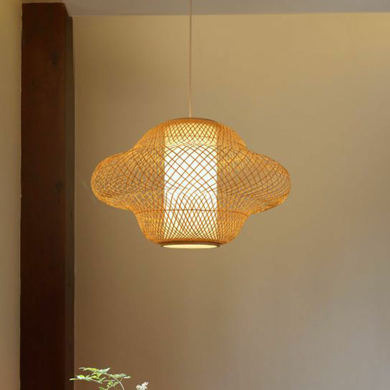 Asian Style Handwoven Suspension Lighting Bamboo 1 Head Restaurant Pendant Ceiling Light Clearhalo 'Ceiling Lights' 'Lighting' 'Pendant Lights' 2246904_01519ce3-75a4-4220-ac6c-4a6eec25fb0b