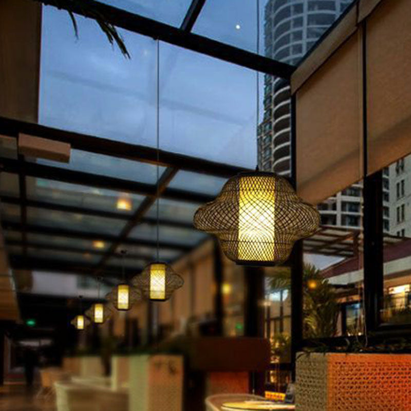 Asian Style Handwoven Suspension Lighting Bamboo 1 Head Restaurant Pendant Ceiling Light Clearhalo 'Ceiling Lights' 'Lighting' 'Pendant Lights' 2246908_c7a6cb80-e2fe-4508-8e4d-54bf55133d3b