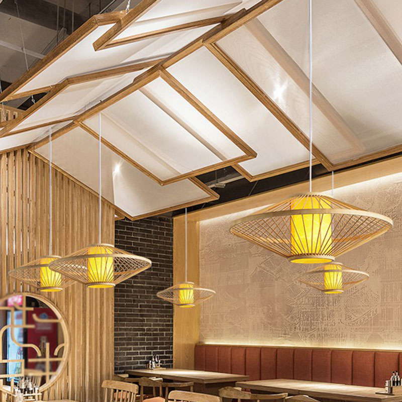 Bamboo Symmetrical Suspension Light Simplicity 1-Light Wood Pendant Light Fixture for Bedroom Wood F Clearhalo 'Ceiling Lights' 'Pendant Lights' 'Pendants' Lighting' 2246935_0f66aebc-84df-4906-8f61-a74a3db9c66d