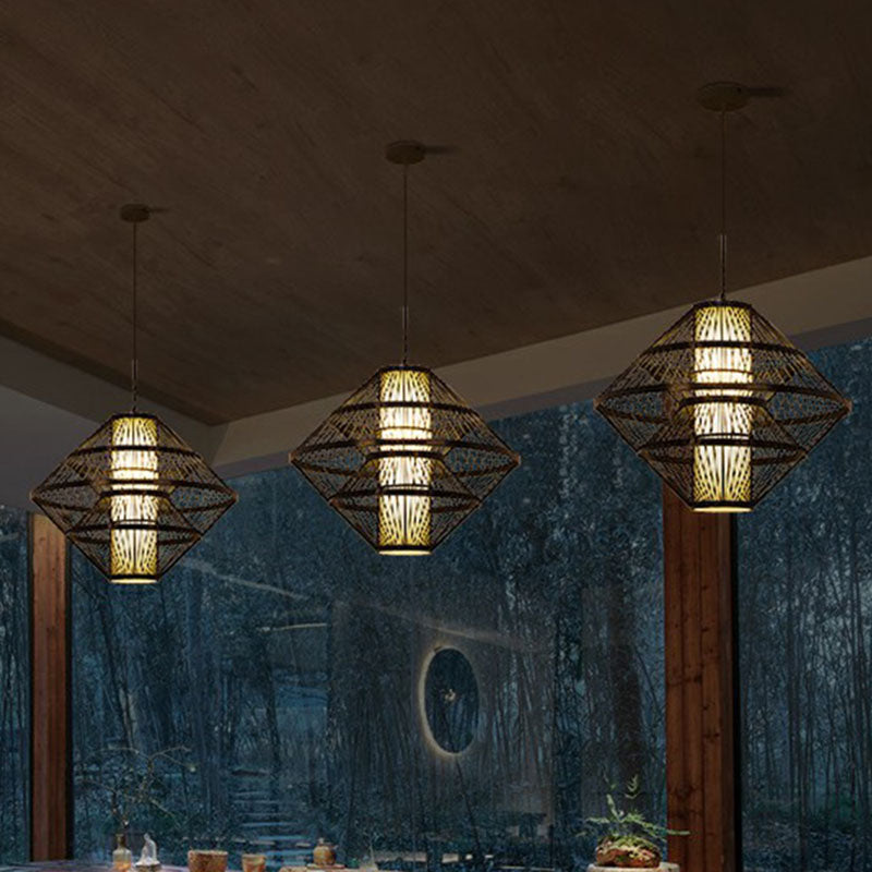 Asian Style Layered Shade Ceiling Light Bamboo 1 Bulb Tea Room Hanging Light Fixture Clearhalo 'Ceiling Lights' 'Lighting' 'Pendant Lights' 2246940_625e5c11-1d78-40f5-802c-55a65f2e09bc