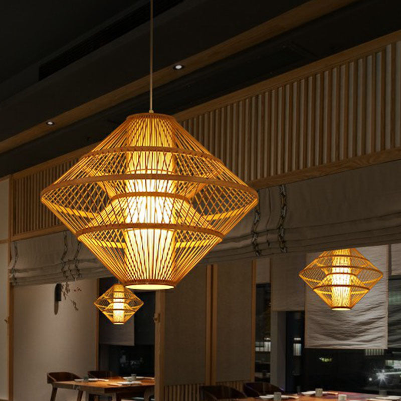 Asian Style Layered Shade Ceiling Light Bamboo 1 Bulb Tea Room Hanging Light Fixture Clearhalo 'Ceiling Lights' 'Lighting' 'Pendant Lights' 2246941_1b74d703-0c7c-463d-90b0-ace65993339c