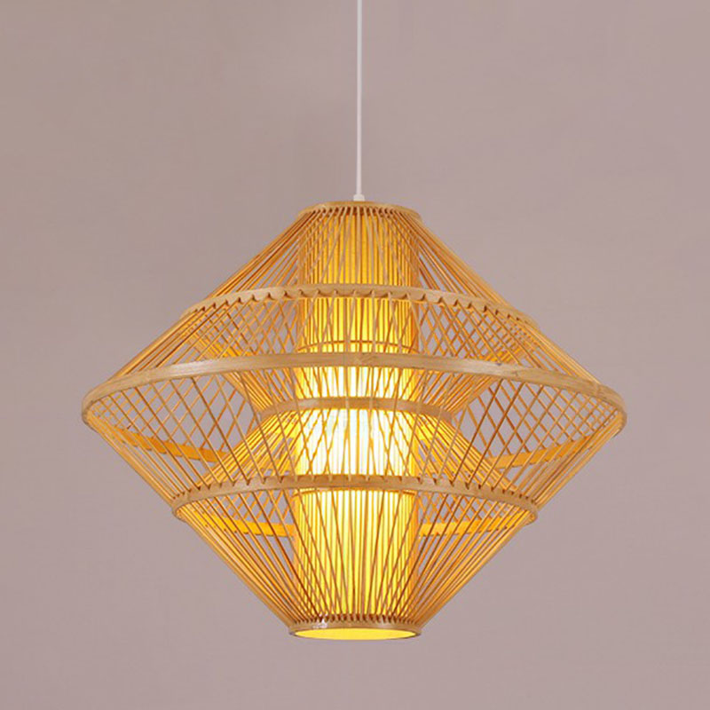 Asian Style Layered Shade Ceiling Light Bamboo 1 Bulb Tea Room Hanging Light Fixture Wood Clearhalo 'Ceiling Lights' 'Lighting' 'Pendant Lights' 2246942_c9dbd615-a4e0-4af9-a992-ca61d1a6f2a0