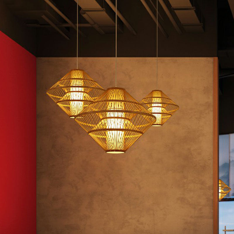 Asian Style Layered Shade Ceiling Light Bamboo 1 Bulb Tea Room Hanging Light Fixture Clearhalo 'Ceiling Lights' 'Lighting' 'Pendant Lights' 2246944_511e55ad-f790-4e03-80f3-5a324e153aae