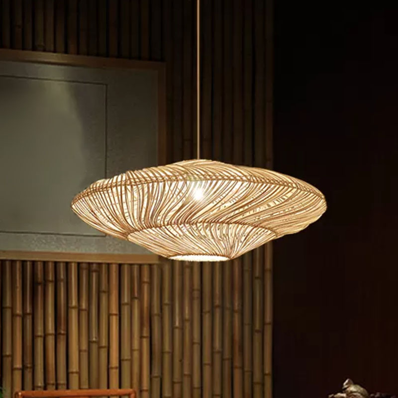Handcrafted Suspension Lighting Minimalist Rattan 1 Head Restaurant Pendant Ceiling Light in Wood Wood A Clearhalo 'Ceiling Lights' 'Lighting' 'Pendant Lights' 2246951_49ff53e5-e748-4468-a54b-84661d80b327