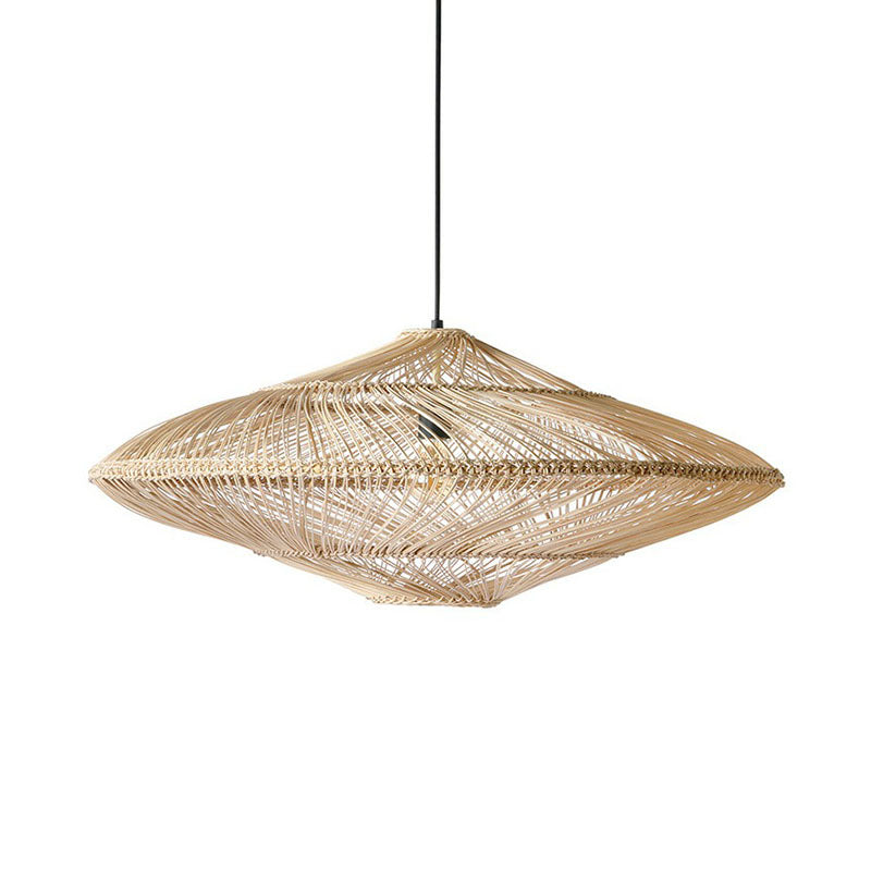 Handcrafted Suspension Lighting Minimalist Rattan 1 Head Restaurant Pendant Ceiling Light in Wood Clearhalo 'Ceiling Lights' 'Lighting' 'Pendant Lights' 2246954_773cbe63-79d0-4091-87e6-a41da039f7b4