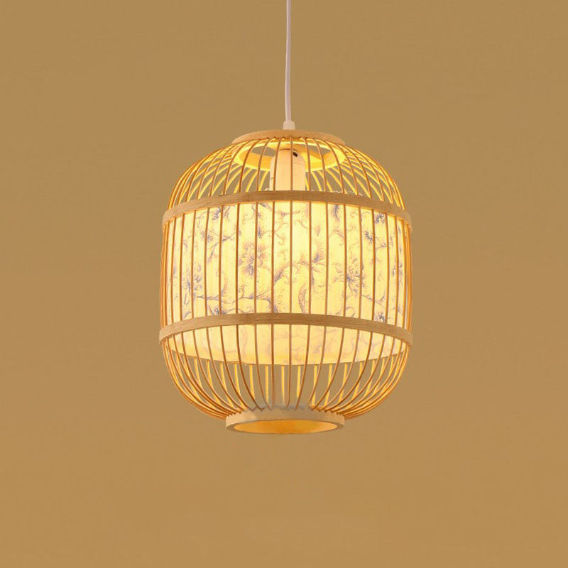 Handmade Restaurant Ceiling Light Bamboo Single Modern Style Hanging Pendant Light in Wood Clearhalo 'Ceiling Lights' 'Pendant Lights' 'Pendants' Lighting' 2246971