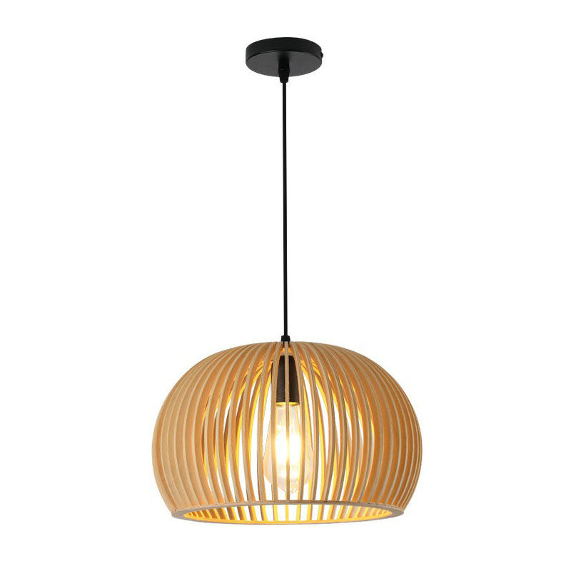 Japanese Style Shaded Ceiling Light Wood Single-Bulb Restaurant Hanging Pendant Lighting Clearhalo 'Ceiling Lights' 'Pendant Lights' 'Pendants' Lighting' 2246985