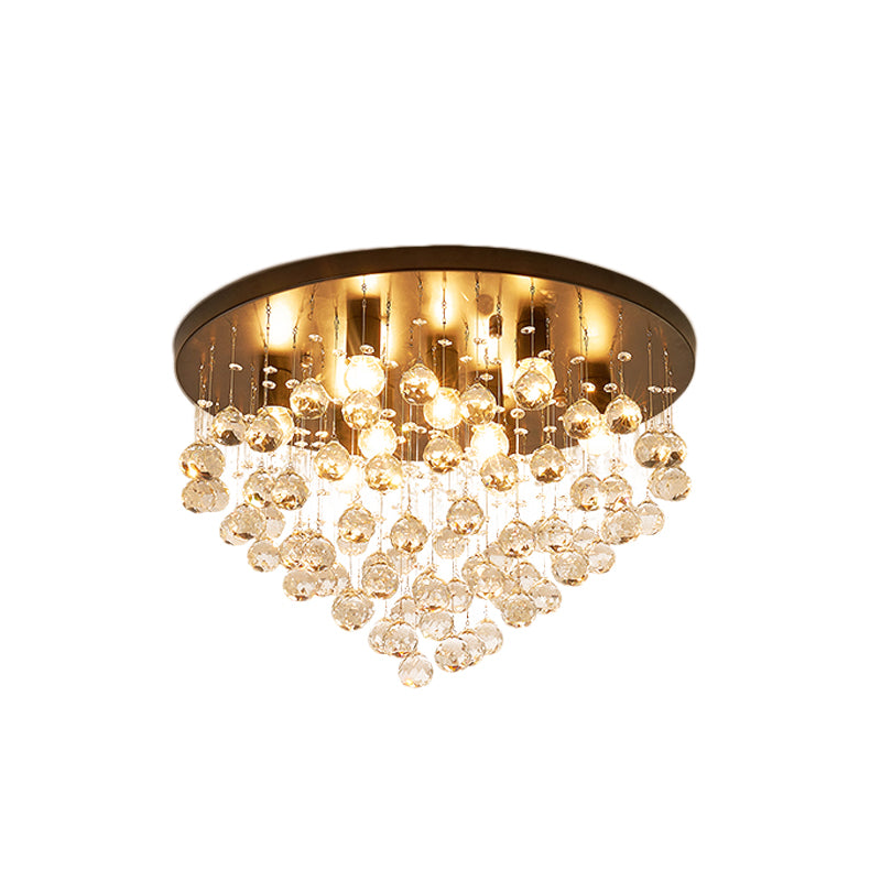 Black Tiered Flush Ceiling Light Modernist 19.5"/23.5" Dia 8-Light Crystal Ceiling Lamp Clearhalo 'Ceiling Lights' 'Close To Ceiling Lights' 'Close to ceiling' 'Flush mount' Lighting' 224699